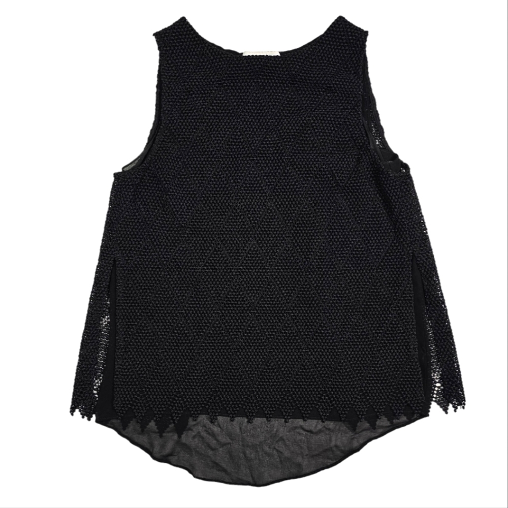 Bailey 44 Layered Knit Top Split Back Size X Small Black